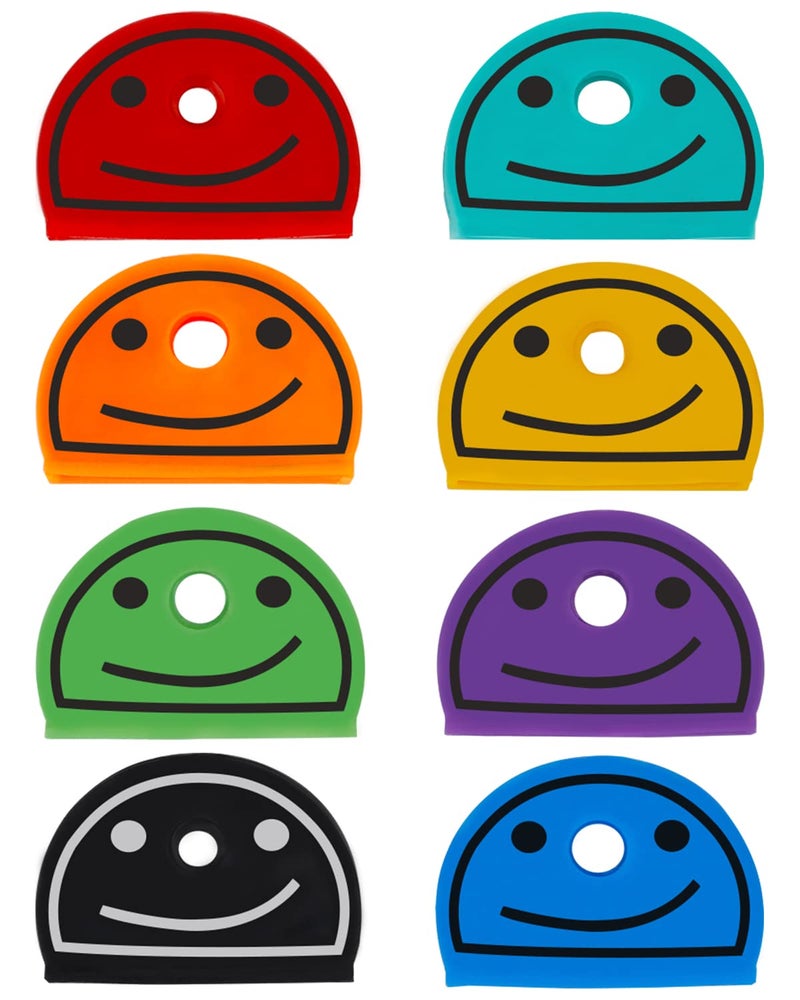 Uniclife 24 Pcs 1 Inch Smiley Face Key Cap Covers, Identifiers & Organizers, Painted Vinyl, 8 Colors - Image 1